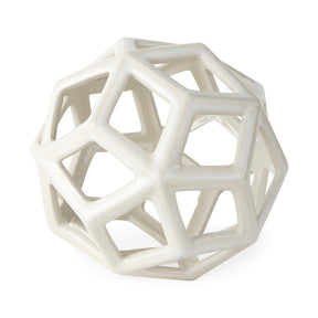 Geom 7.1L x 7.1W x 7.1H White Ceramic Geometric Object by Mercana at Eve Furniture
