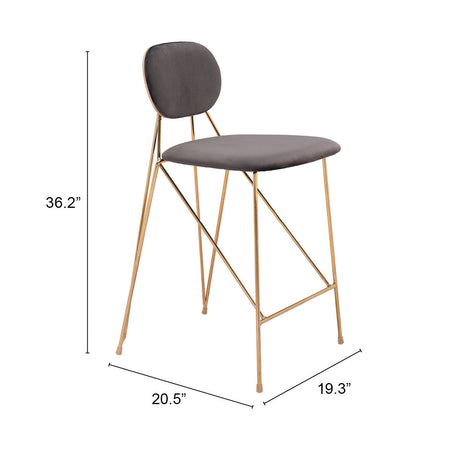 Georges Gray & Gold Counter Stool (Set of 2) by Zuomod at Eve Furniture