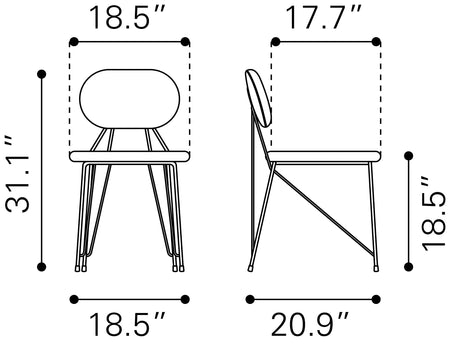 Georges Gray & Gold Dining Chair (Set of 2) by Zuomod at Eve Furniture