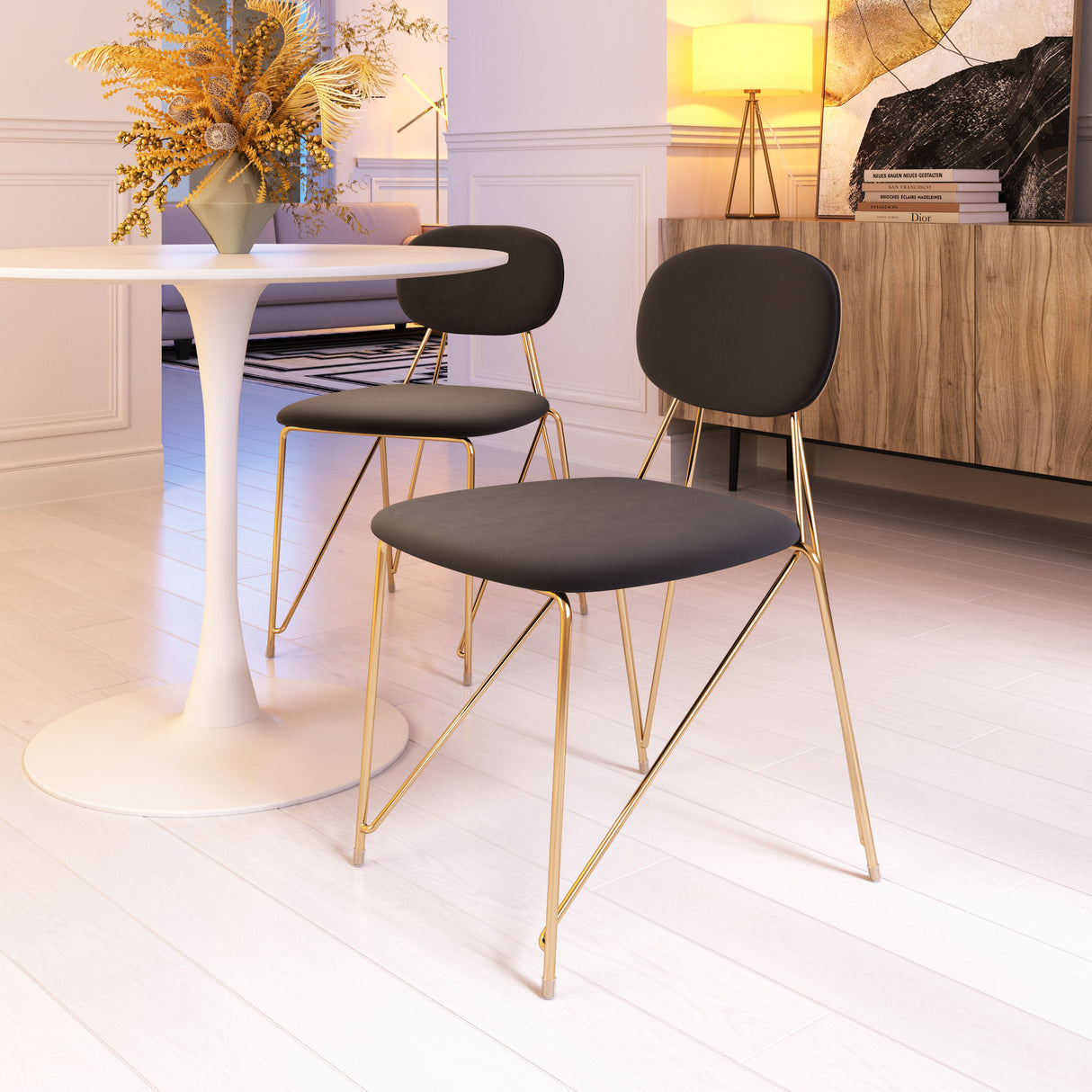 Georges Gray & Gold Dining Chair (Set of 2) by Zuomod at Eve Furniture