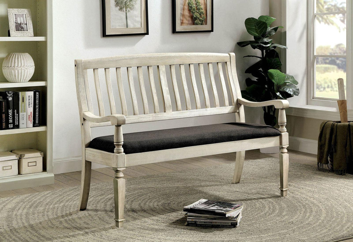 Georgia Antique White/Gray Loveseat Bench by Furniture of America at Eve Furniture
