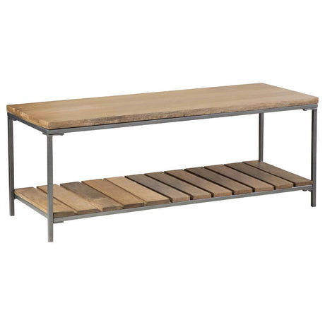 Gerbera Natural/Gunmetal Accent Bench with Slat Shelf Default Title by Coaster - Eve Furniture