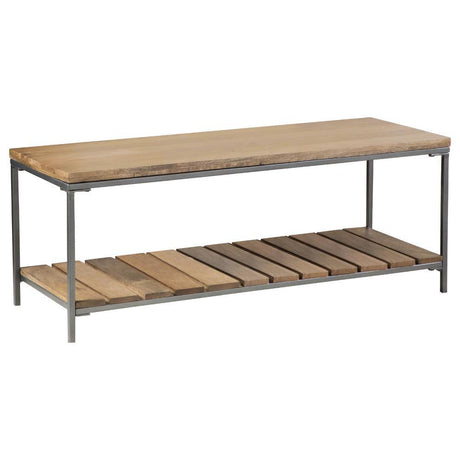 Gerbera Natural/Gunmetal Accent Bench with Slat Shelf by Coaster at Eve Furniture