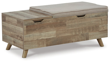 Gerdanet Beige/Brown Storage Bench by Ashley at Eve Furniture