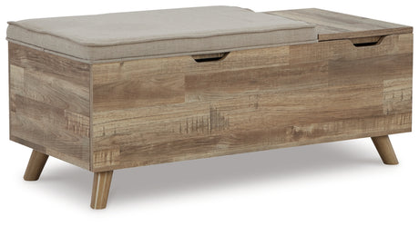 Gerdanet Beige/Brown Storage Bench by Ashley at Eve Furniture