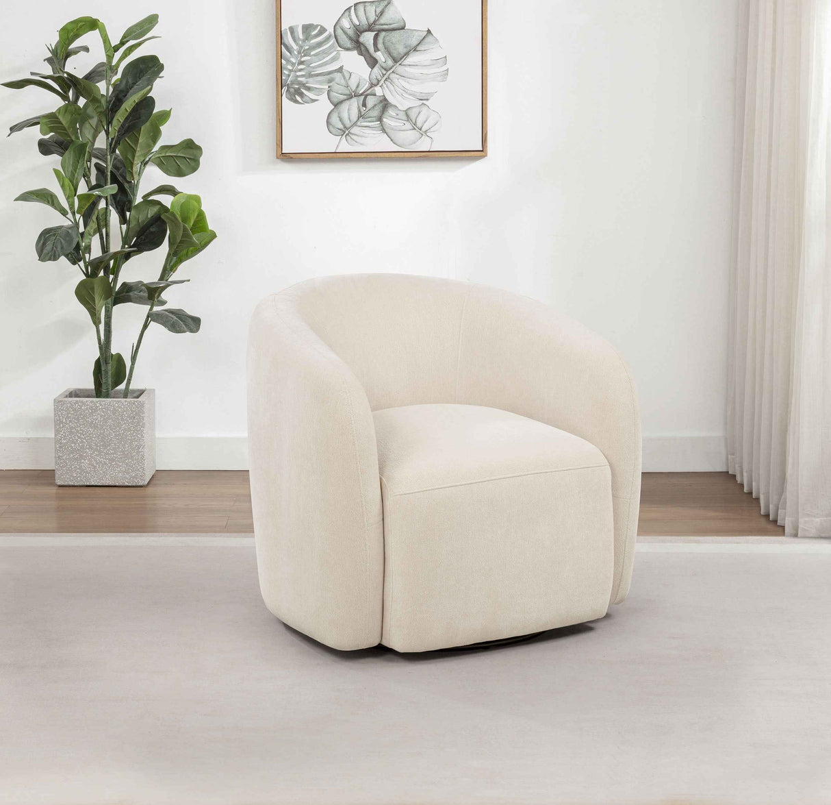 Gerley Beige Chenille Upholstered Swivel Accent Chair by Coaster at Eve Furniture