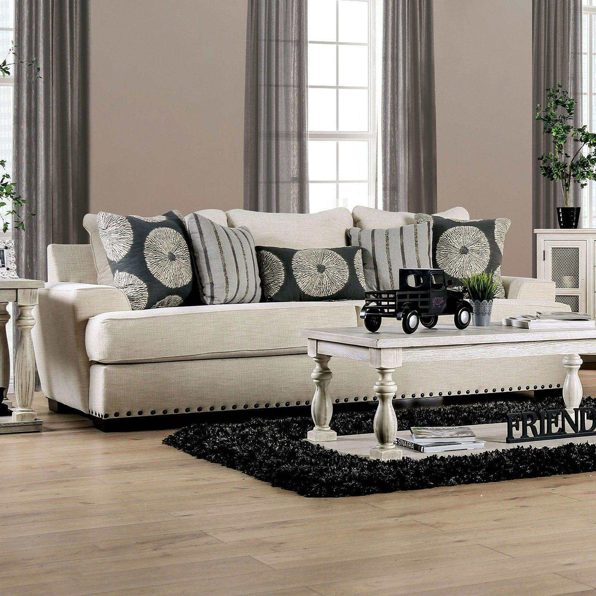 Germaine Ivory Stationary Sofa & Loveseat by Furniture of America at Eve Furniture