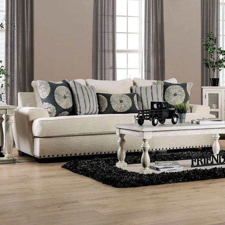 Germaine Ivory Stationary Sofa & Loveseat by Furniture of America at Eve Furniture
