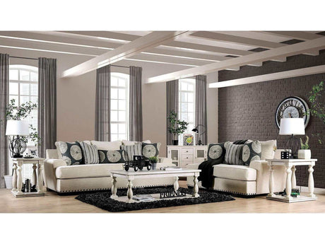 Germaine Ivory Stationary Sofa & Loveseat by Furniture of America at Eve Furniture