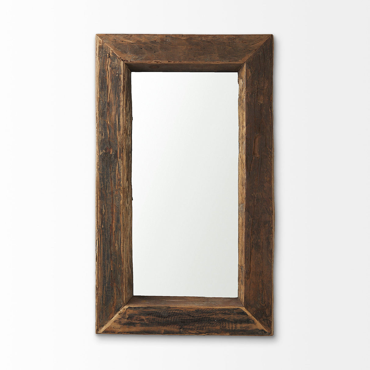 Gerome Brown Wood Frame Rectangular Wall Mirror by Mercana at Eve Furniture