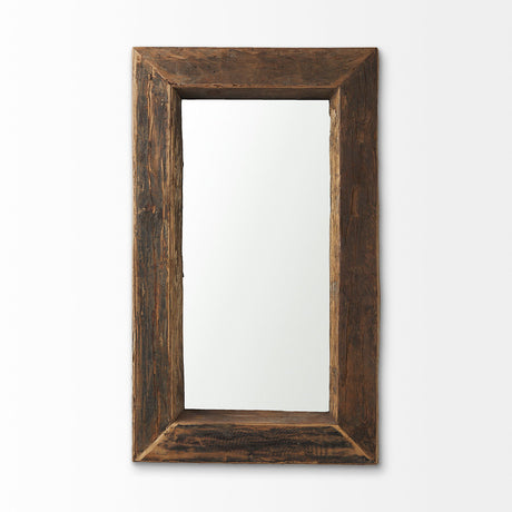 Gerome Brown Wood Frame Rectangular Wall Mirror by Mercana at Eve Furniture