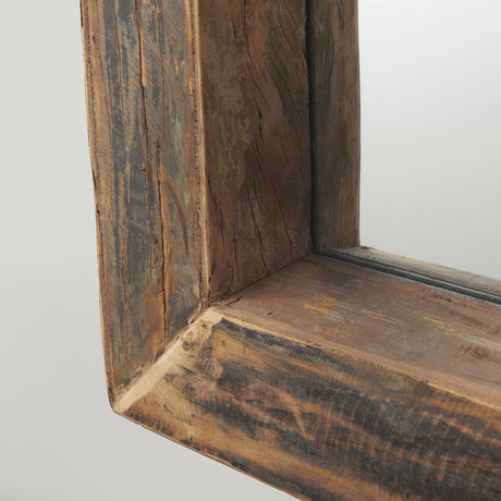 Gerome Brown Wood Frame Rectangular Wall Mirror by Mercana at Eve Furniture