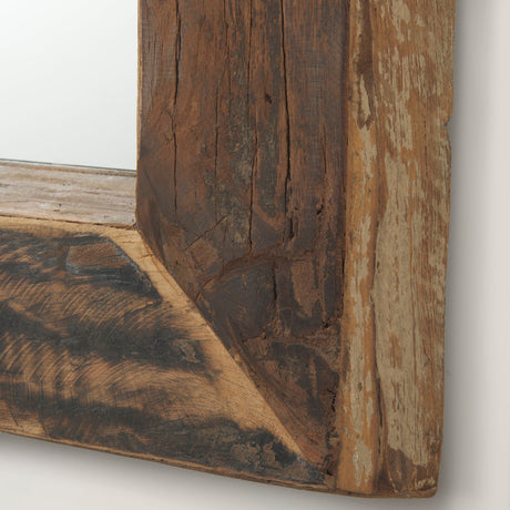 Gerome Brown Wood Frame Rectangular Wall Mirror by Mercana at Eve Furniture