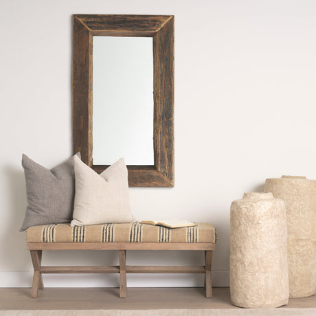 Gerome Brown Wood Frame Rectangular Wall Mirror by Mercana at Eve Furniture