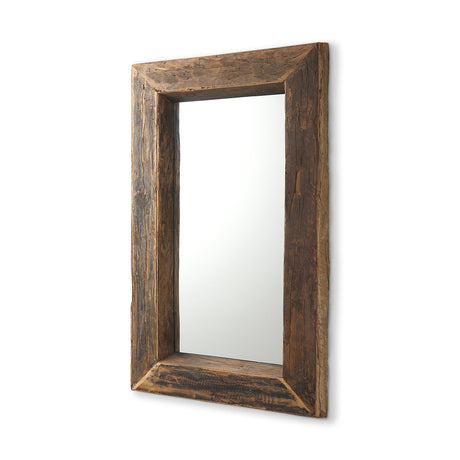 Gerome Brown Wood Frame Rectangular Wall Mirror by Mercana at Eve Furniture
