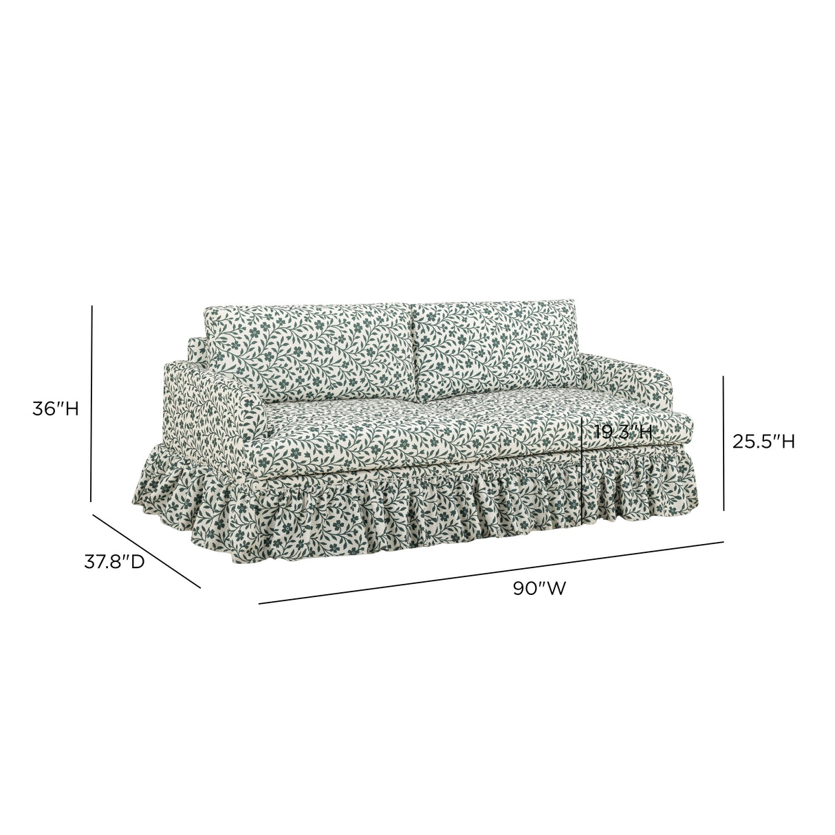 Gertrude 90" Floral Performance Linen Weave Sofa by TOV Furniture at Eve Furniture