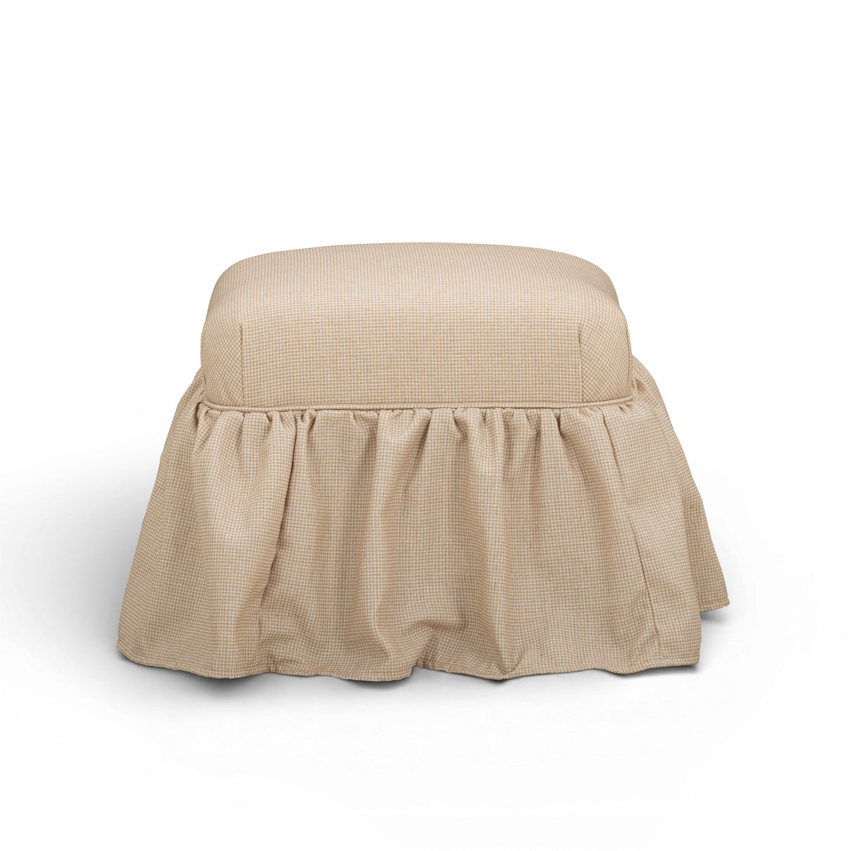 Gertrude Checkered Yellow Performance Linen Skirted Ottoman by TOV Furniture at Eve Furniture