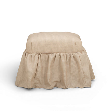 Gertrude Checkered Yellow Performance Linen Skirted Ottoman by TOV Furniture at Eve Furniture