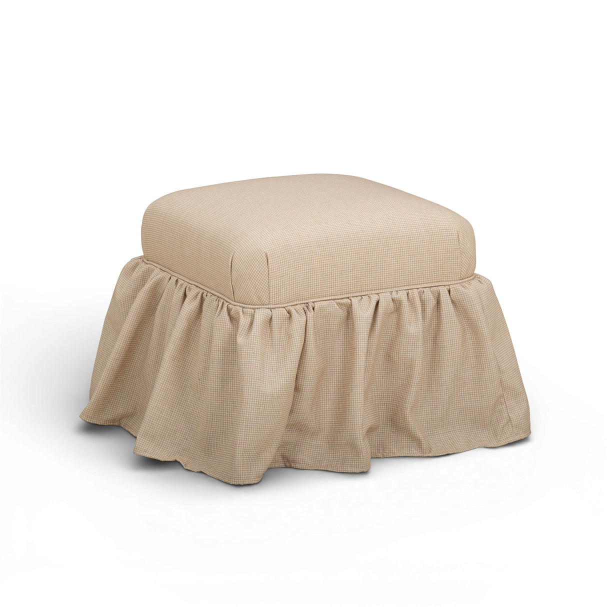 Gertrude Checkered Yellow Performance Linen Skirted Ottoman by TOV Furniture at Eve Furniture