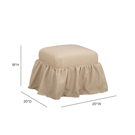 Gertrude Checkered Yellow Performance Linen Skirted Ottoman by TOV Furniture at Eve Furniture