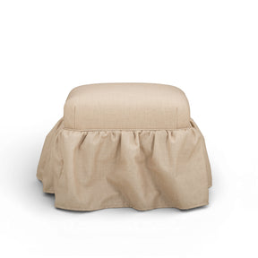 Gertrude Checkered Yellow Performance Linen Skirted Ottoman by TOV Furniture at Eve Furniture