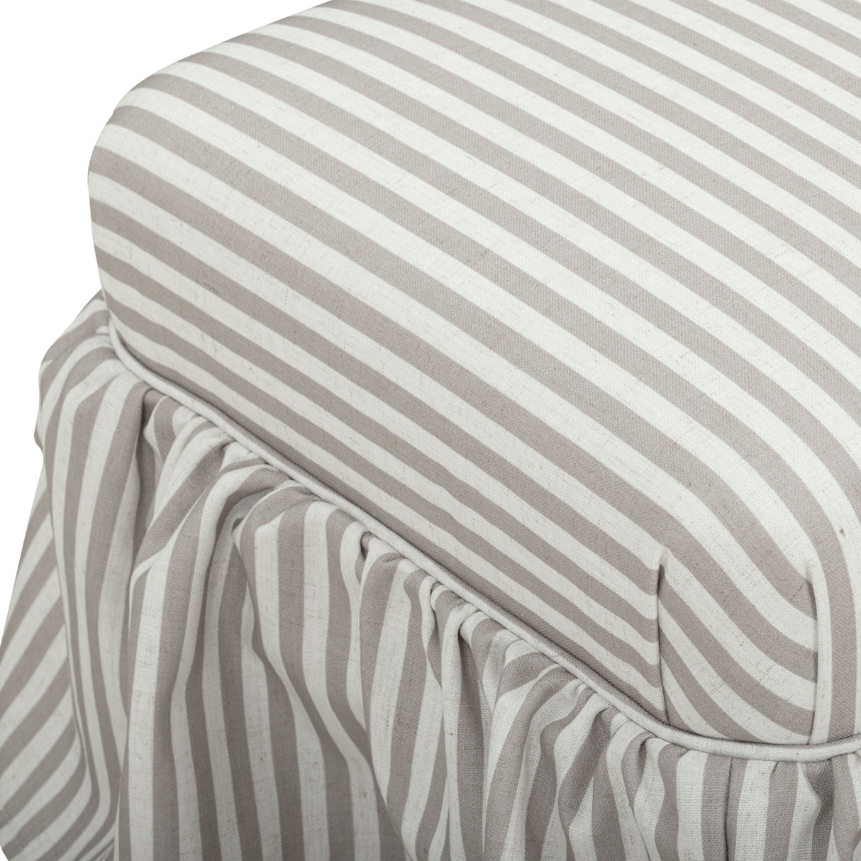 Gertrude Striped Performance Linen Skirted Ottoman by TOV Furniture at Eve Furniture
