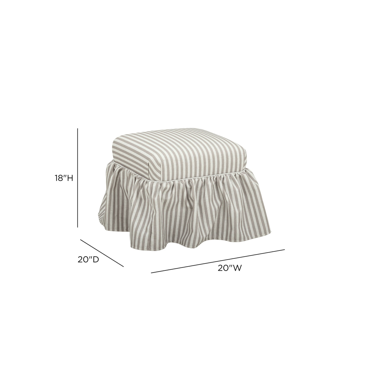 Gertrude Striped Performance Linen Skirted Ottoman by TOV Furniture at Eve Furniture