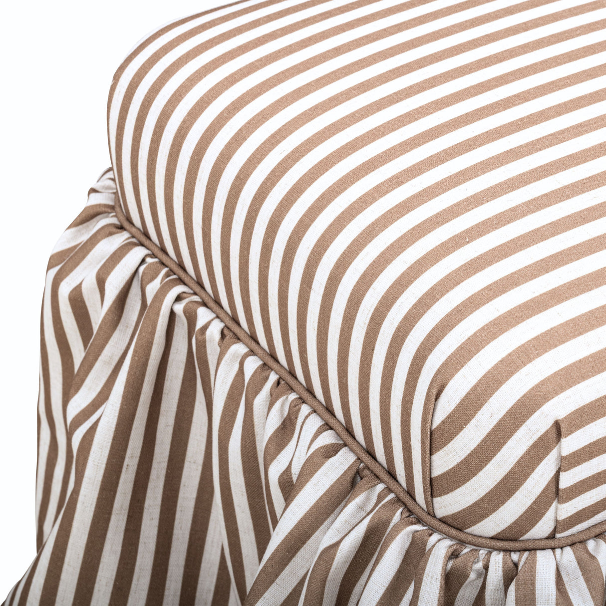Gertrude Striped Performance Linen Skirted Ottoman by TOV Furniture at Eve Furniture