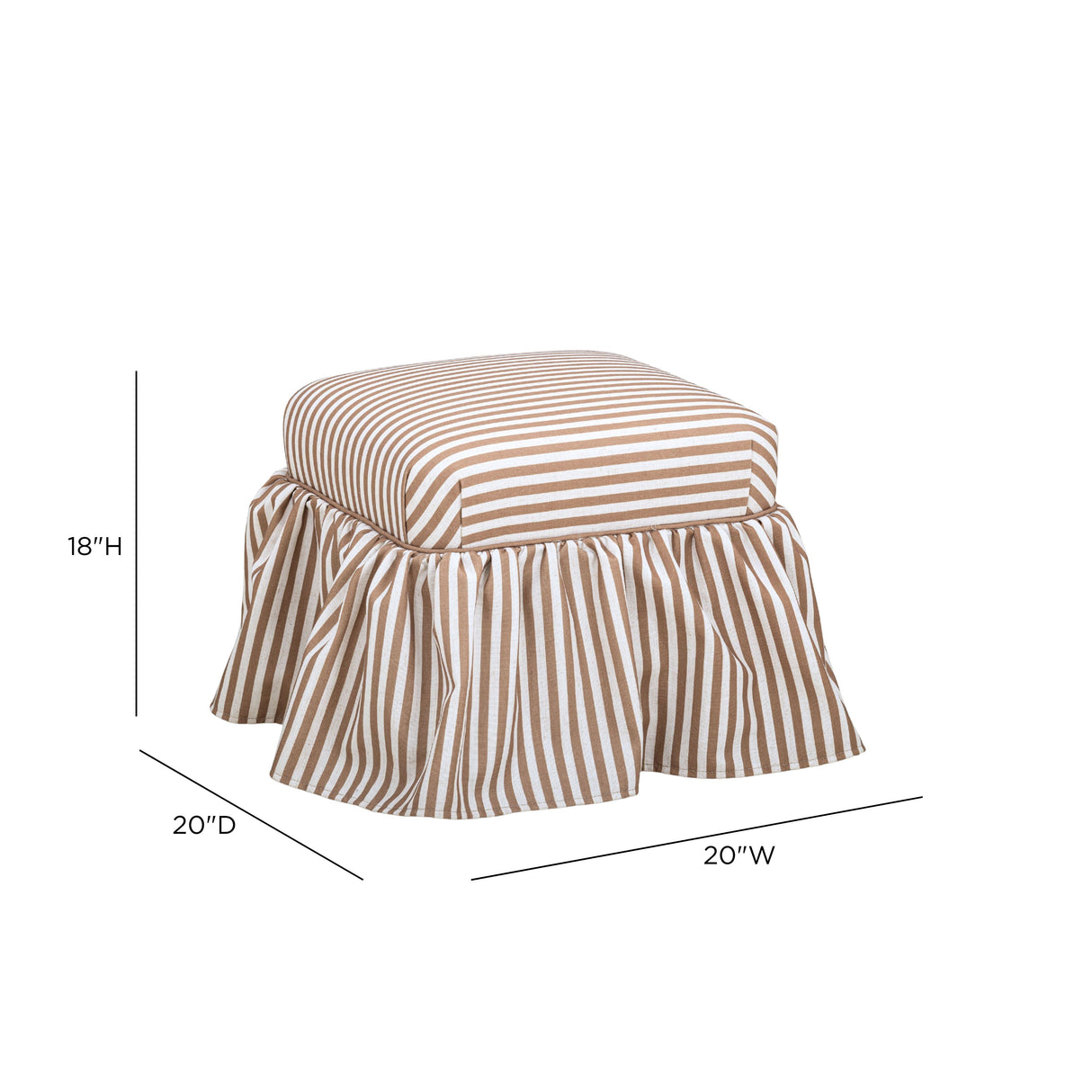 Gertrude Striped Performance Linen Skirted Ottoman by TOV Furniture at Eve Furniture