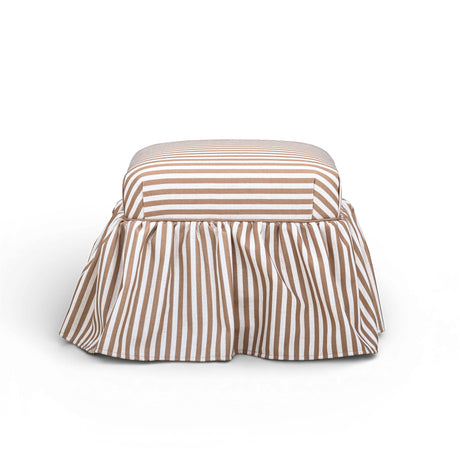 Gertrude Striped Performance Linen Skirted Ottoman by TOV Furniture at Eve Furniture