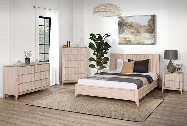 Gervais White Wash 4-Piece Queen Bedroom Set by Furniture of America at Eve Furniture