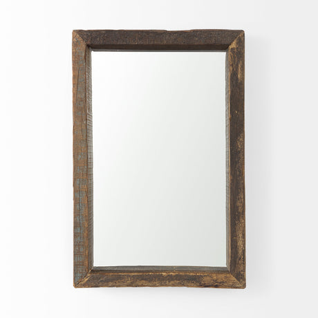 Gervaise Brown Wood Frame Rectangular Wall Mirror by Mercana at Eve Furniture