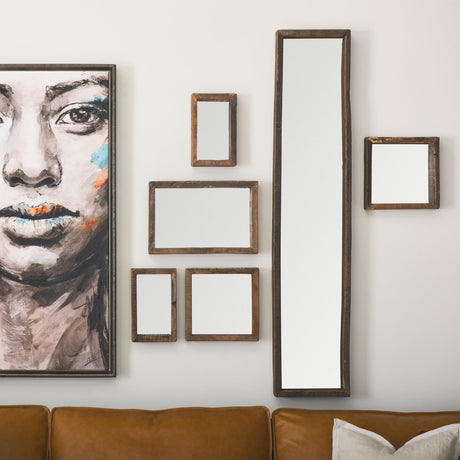 Gervaise Brown Wood Frame Rectangular Wall Mirror by Mercana at Eve Furniture