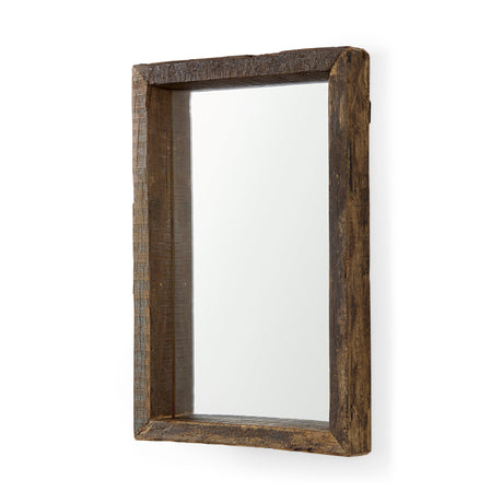 Gervaise Brown Wood Frame Rectangular Wall Mirror by Mercana at Eve Furniture