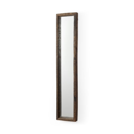 Gervaise Brown Wood Frame Rectangular Wall Mirror by Mercana at Eve Furniture