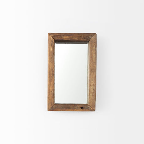 Gervaise Small Brown Wood Frame Rectangular Wall Mirror by Mercana at Eve Furniture