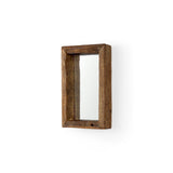 Gervaise Small Brown Wood Frame Rectangular Wall Mirror by Mercana at Eve Furniture