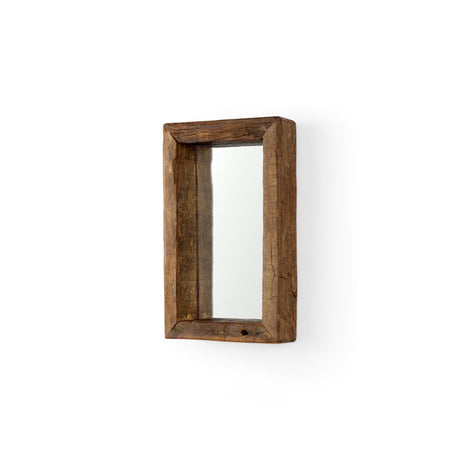 Gervaise Small Brown Wood Frame Rectangular Wall Mirror by Mercana at Eve Furniture