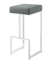 Gervase Gray/Chrome Square Bar Stool by Coaster at Eve Furniture
