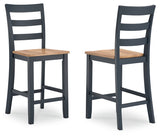 Gesthaven Natural/Blue Counter Height Barstool, Set of 2