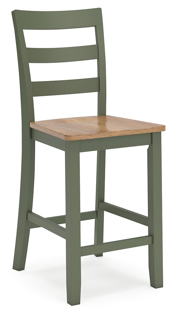 Gesthaven Natural/Green Counter Height Barstool, Set of 2