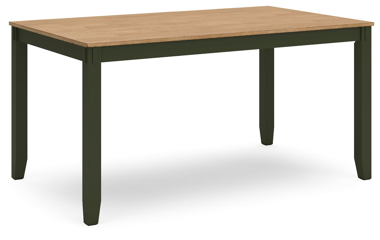 Gesthaven Natural/Green Dining Table with 4 Chairs and Bench (Set of 6)