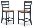 Gesthaven Natural/Blue Counter Height Barstool, Set of 2 by Ashley at Eve Furniture