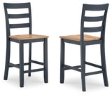 Gesthaven Natural/Blue Counter Height Barstool, Set of 2 by Ashley at Eve Furniture