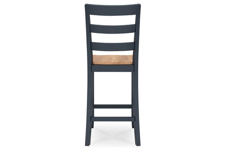 Gesthaven Natural/Blue Counter Height Dining Table and 2 Barstools by Ashley at Eve Furniture