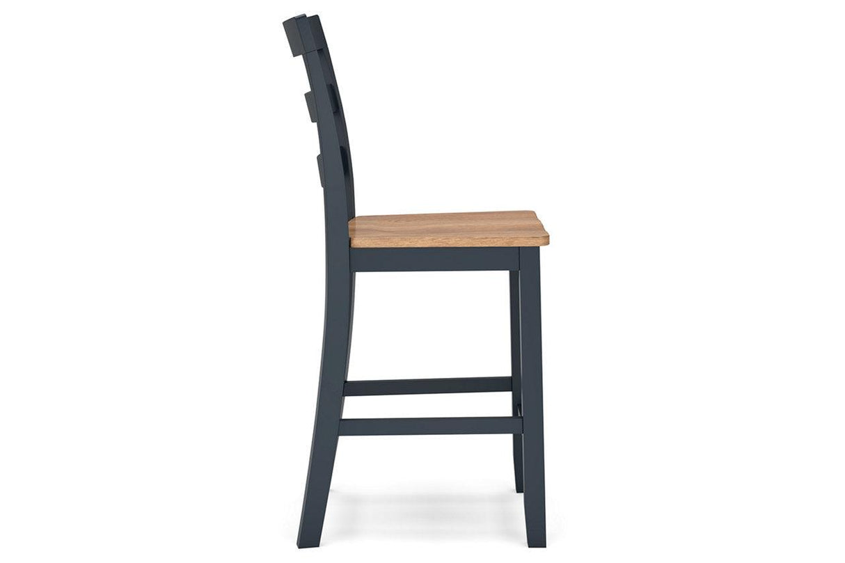 Gesthaven Natural/Blue Counter Height Dining Table and 2 Barstools by Ashley at Eve Furniture