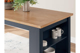 Gesthaven Natural/Blue Counter Height Dining Table and 2 Barstools by Ashley at Eve Furniture