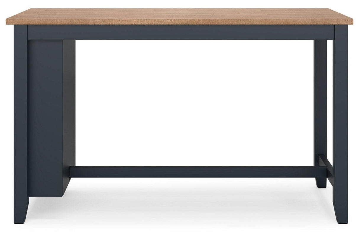 Gesthaven Natural/Blue Counter Height Dining Table and 2 Barstools by Ashley at Eve Furniture