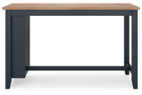 Gesthaven Natural/Blue Counter Height Dining Table and 2 Barstools by Ashley at Eve Furniture