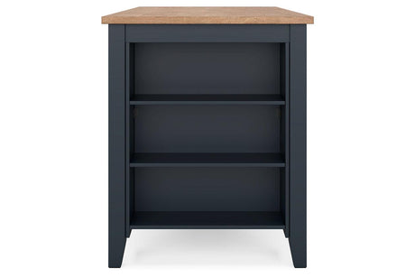 Gesthaven Natural/Blue Counter Height Dining Table and 2 Barstools by Ashley at Eve Furniture